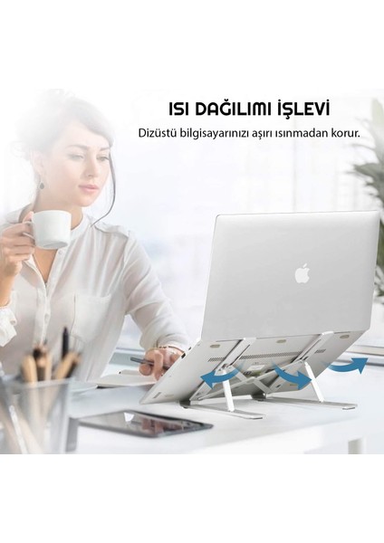 6 Ayarlanabilir Kademeli Masaüstü Alüminyum Ergonomik Kaydırmaz Macbook Notebook Standı