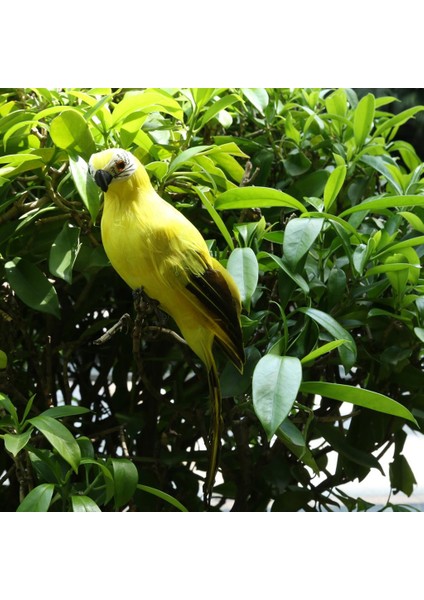 Macaw Papağan Yard Oyuncak Yapay Kuş Heykelcik Sarı (Yurt Dışından) modelleri