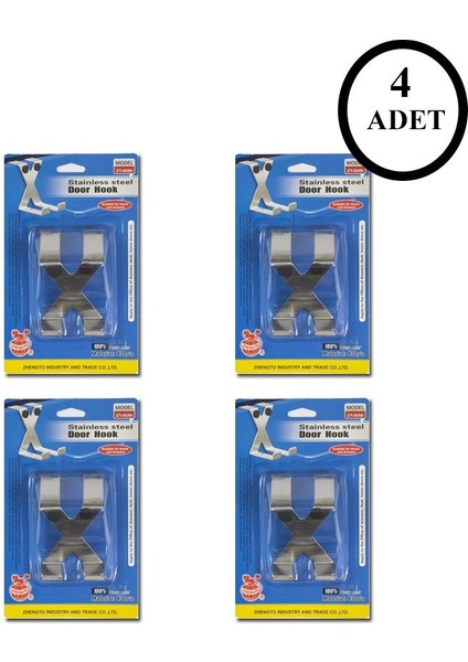 4 Adet Pazlanmaz Çelik Mat Kapı Arkası Askısı