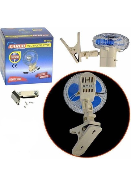 Vantilatör 12V Metal 6 Mandallı