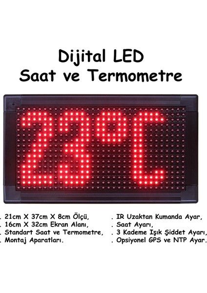 P10 Panel Saat Derece 16CM x 32CM fiyatları