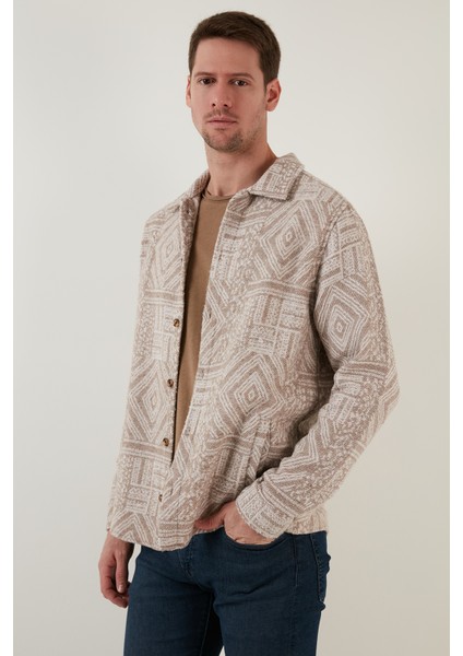 Desenli Slim Fit Cepli Kışlık Gömlek Erkek Gömlek CF23W346032