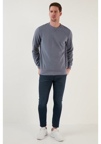 Çizgili Pamuklu Bisiklet Yaka Sweat Erkek Sweat 5905241 modelleri