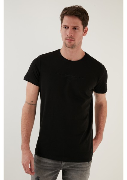 Yazı Baskılı Bisiklet Yaka Pamuk Slim Fit Basic T Shirt Erkek T Shirt 541TACTICAL fiyatları