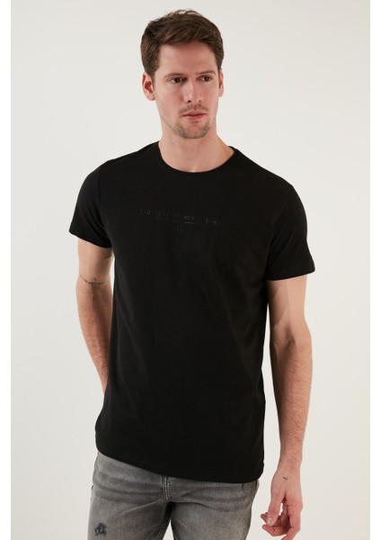 Yazı Baskılı Bisiklet Yaka Pamuk Slim Fit Basic T Shirt Erkek T Shirt 541TACTICAL modelleri