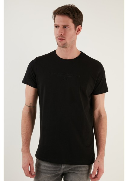 Yazı Baskılı Bisiklet Yaka Pamuk Slim Fit Basic T Shirt Erkek T Shirt 541TACTICAL fırsatları