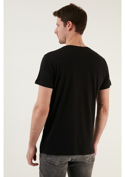 Yazı Baskılı Bisiklet Yaka Pamuk Slim Fit Basic T Shirt Erkek T Shirt 541TACTICAL indirimleri