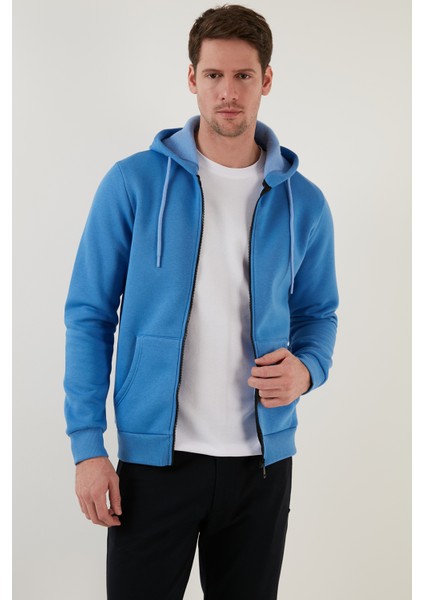 Slim Fit Kapüşonlu Fermuarlı Içi Tüylü Yumuşak Şardonlu Kışlık Sweat Erkek Sweat 5905340 fırsatları