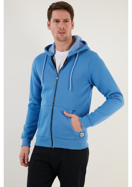 Slim Fit Kapüşonlu Fermuarlı Içi Tüylü Yumuşak Şardonlu Kışlık Sweat Erkek Sweat 5905340 indirimleri