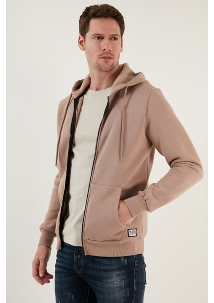 Slim Fit Kapüşonlu Fermuarlı Içi Tüylü Yumuşak Şardonlu Kışlık Sweat Erkek Sweat 5905340