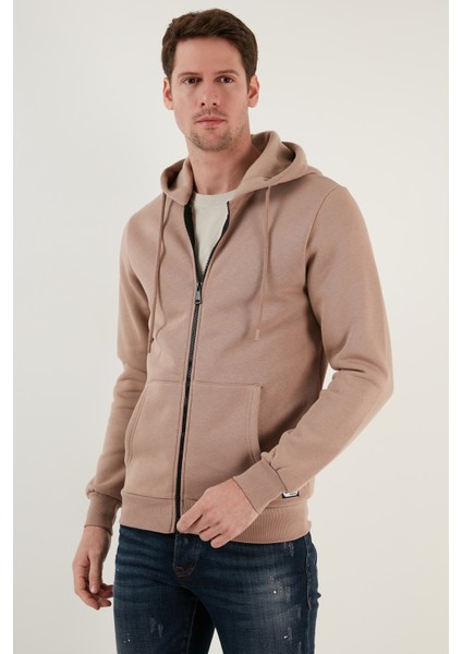 Slim Fit Kapüşonlu Fermuarlı Içi Tüylü Yumuşak Şardonlu Kışlık Sweat Erkek Sweat 5905340 fırsatları