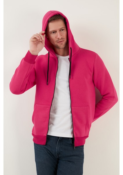 Slim Fit Kapüşonlu Fermuarlı Içi Tüylü Yumuşak Şardonlu Kışlık Sweat Erkek Sweat 5905340