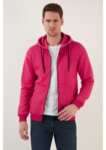 Slim Fit Kapüşonlu Fermuarlı Içi Tüylü Yumuşak Şardonlu Kışlık Sweat Erkek Sweat 5905340