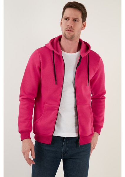 Slim Fit Kapüşonlu Fermuarlı Içi Tüylü Yumuşak Şardonlu Kışlık Sweat Erkek Sweat 5905340