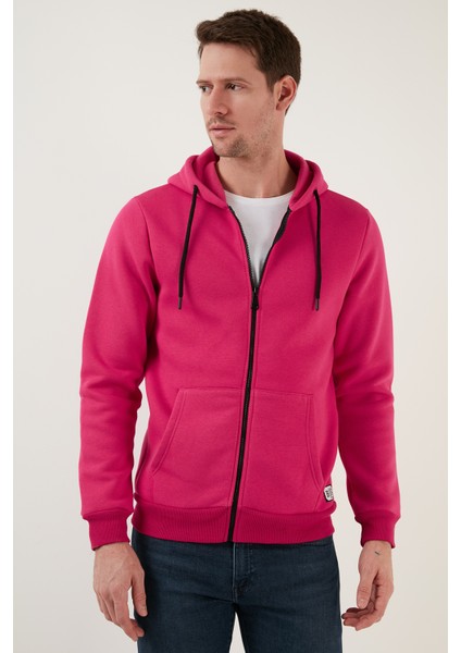Slim Fit Kapüşonlu Fermuarlı Içi Tüylü Yumuşak Şardonlu Kışlık Sweat Erkek Sweat 5905340