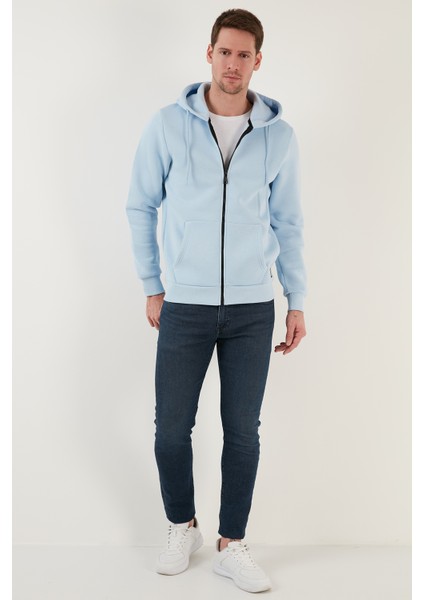 Slim Fit Kapüşonlu Fermuarlı Içi Tüylü Yumuşak Şardonlu Kışlık Sweat Erkek Sweat 5905340