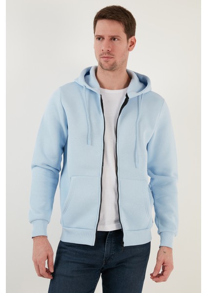 Slim Fit Kapüşonlu Fermuarlı Içi Tüylü Yumuşak Şardonlu Kışlık Sweat Erkek Sweat 5905340