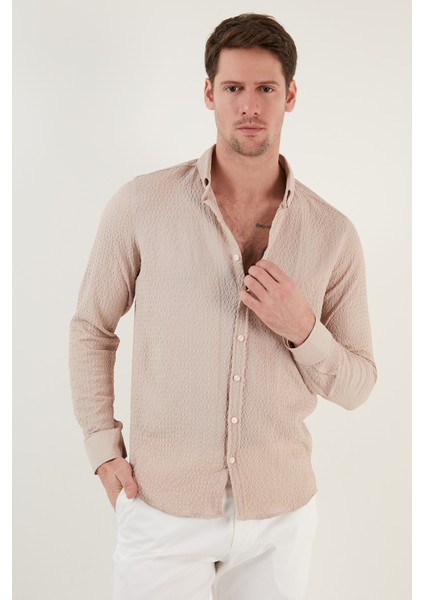 Pamuklu Çizgili Düğmeli Yaka Uzun Kollu Regular Fit Gömlek Erkek GÖMLEK CF23S112237 modelleri