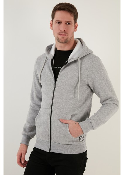 Slim Fit Kapüşonlu Fermuarlı Içi Tüylü Yumuşak Şardonlu Kışlık Sweat Erkek Sweat 5905340