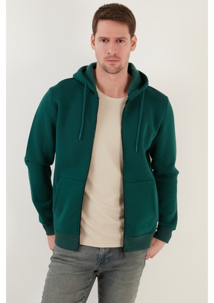 Slim Fit Kapüşonlu Fermuarlı Içi Tüylü Yumuşak Şardonlu Kışlık Sweat Erkek Sweat 5905340 modelleri