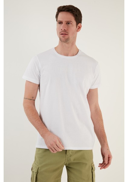 Yazı Baskılı Bisiklet Yaka Pamuk Slim Fit Basic T Shirt Erkek T Shirt 541TACTICAL fiyatları