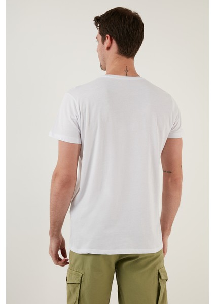 Yazı Baskılı Bisiklet Yaka Pamuk Slim Fit Basic T Shirt Erkek T Shirt 541TACTICAL indirimleri