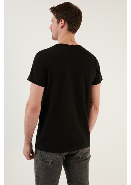 Yazı Baskılı Bisiklet Yaka Pamuk Slim Fit T Shirt Erkek T Shirt 541WIND indirimleri