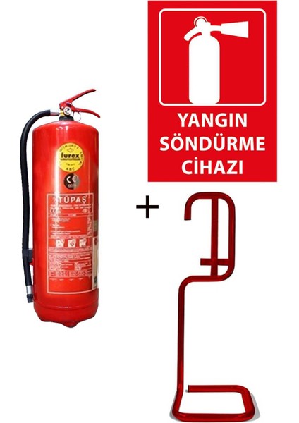 6 kg Tüpaş Yangın Tüpü, Yangın Tüpü Levhası ve Kare Sehpa 3'lü Set