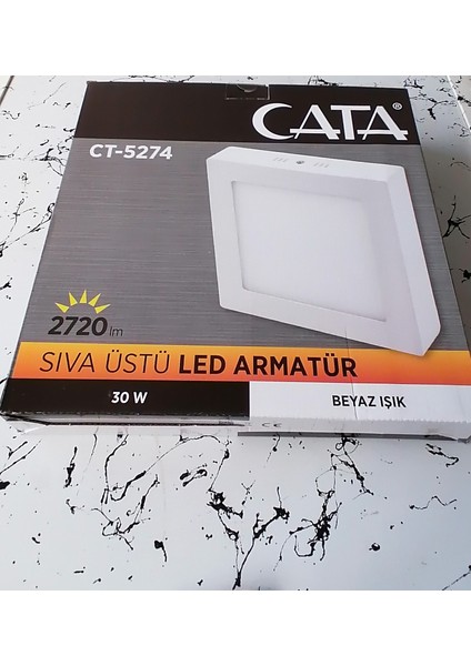 CT-5274 30 Watt Sıva Üstü Panel LED Kare Beyaz Işık