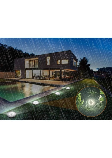 4’lü Paket 8 LED Li Gömme Solar Güneş Enerjili Zemin Yol Bahçe Aydınlatma Spot Lambası Su Geçirmez modelleri
