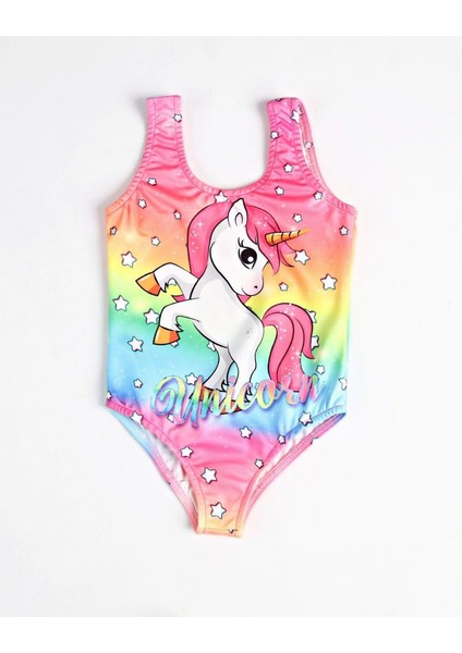 Kız Çocuk Mayo Unicorn Dijital Baskılı Deniz Havuz Mayosu indirimleri