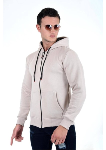 Kapüşonlu Fermuarlı Hoodie İçi Polarlı Kalın Sweatshirt Battal