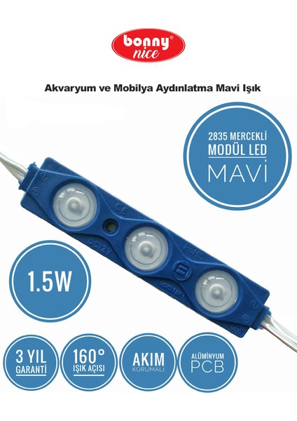 Akvaryum 2'li Modül LED Aydınlatma Mavi Işık Anahtarlı indirimleri