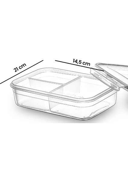 Fresh Box Dikdörtgen 3 Bölmeli Saklama Kabı - 1000 ml