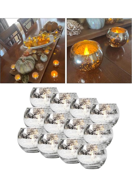 12 Adet Adak Mum Tutucu Merkez Parçası Kase Tealight Tutucular Dekorasyon (Yurt Dışından)