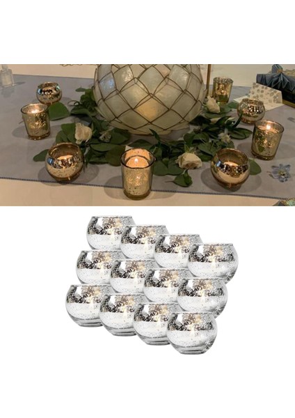 12 Adet Adak Mum Tutucu Merkez Parçası Kase Tealight Tutucular Dekorasyon (Yurt Dışından)