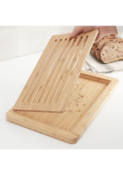Bambu Kesme Tahtası 37X24 cm Tepsili-Sunumluk Kesme Tahtası
