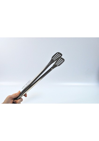 Paslanmaz Çelik Barbekü Maşası, Et Mangal Maşası, Çelik Büyük Kızartma Maşası, Büyük Izgara Maşası 33,5 cm
