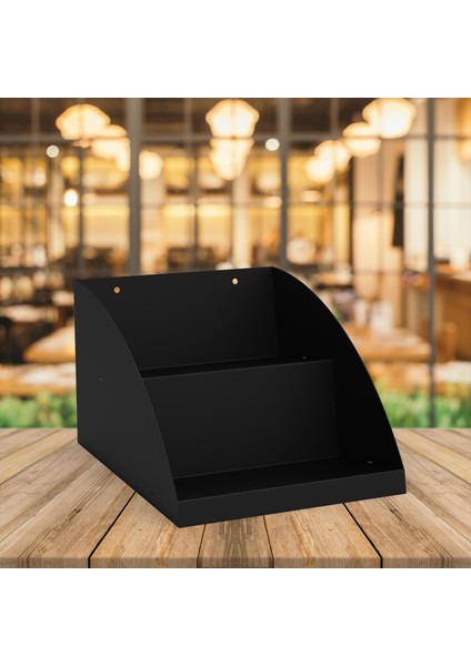 Kasaönü , Bar Önü ,tezgah Önü Aperatif Standı , Tezgahönü Organizer Raf 25 cm 2 Katlı Model Siyah