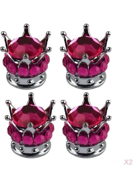 8 Adet Taç Coral Bling Kraliçe Valf Kapakları Lastik Tekerlek Kök (Yurt Dışından)