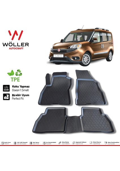 Fiat Doblo Paspas 2010 Sonrası 3D Havuzlu Wöller Paspas