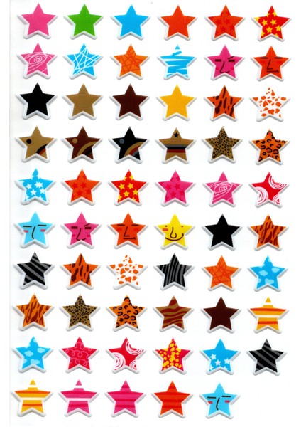 Sticker Kabartmalı A4 Boyutunda Stiker Defter, Planlayıcı Etiket (LIM037) - Renkli Yıldızlar