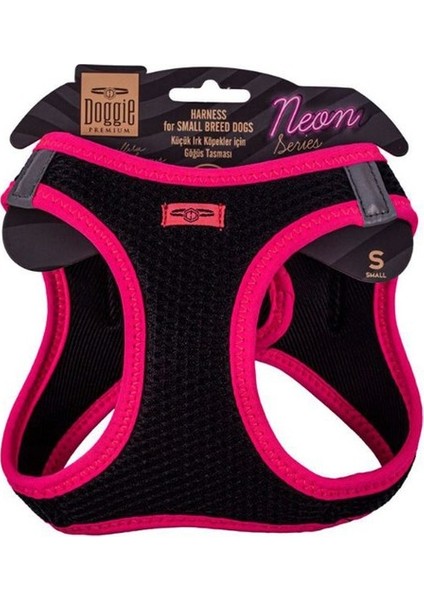 Havalı Dokuma Neon Serisi Küçük Irk Göğüs Tasması Pembe S-32-38CM