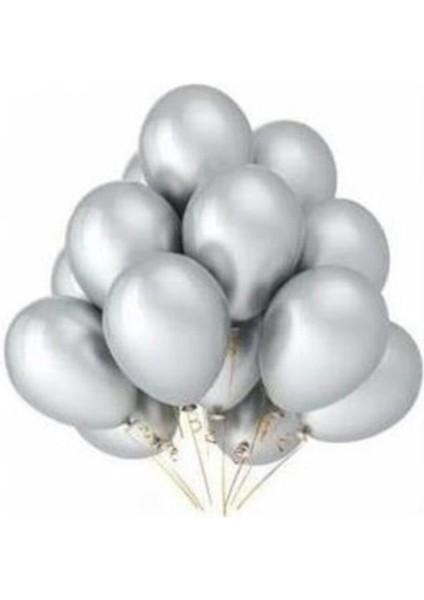 100 Adet Gümüş Metalik Balon 12 Inç
