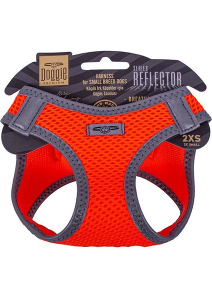 Havalı Dokuma Reflektör Serisi Küçük Irk Göğüs Tasması Turuncu 2XS-26-30CM