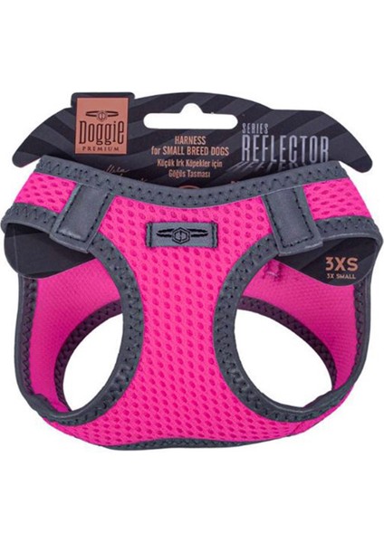Havalı Dokuma Reflektör Serisi Küçük Irk Göğüs Tasması Pembe 3XS-22-26CM