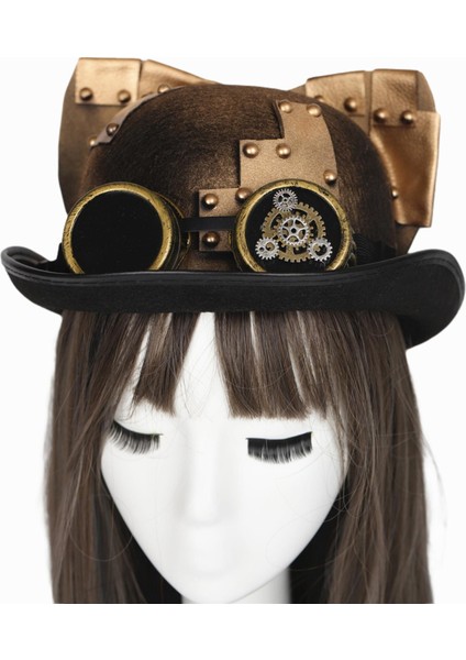 Steampunk Top Hat Cosplay Hat Unisex Için Steampunk Partisi Düğün Dekorasyonu Brown 29X24.5X15CM (Yurt Dışından) fırsatları