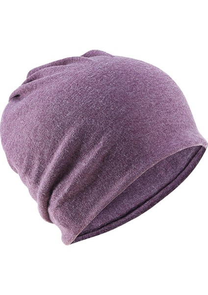 5 Adet Unisex Pamuklu Eğimli Beanie Katı Uyku Şapkası Tavan Türban (Yurt Dışından)