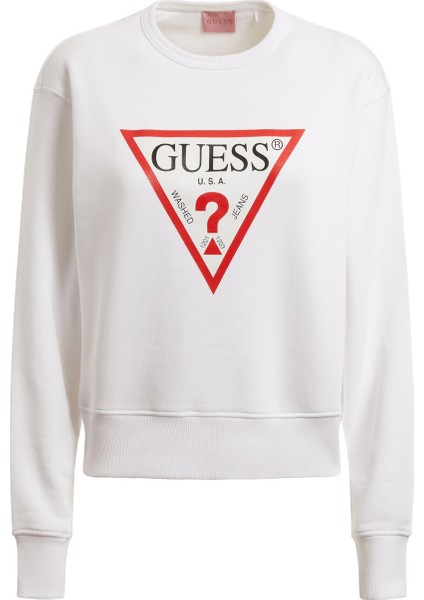 Bisiklet Yaka Beyaz Kadın Sweatshirt W2YQ16KBA10G011 modelleri