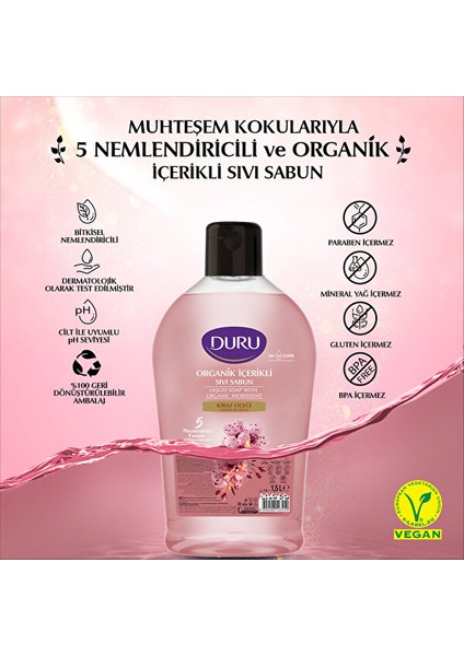 Organik İçerikli Kiraz Çiçeği Sıvı Sabun 1,5Lt
